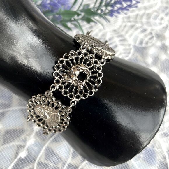 Vintage Souvenir Du Maroc Moroccan Hamsa Camel Link Bracelet - Picture 2 of 10